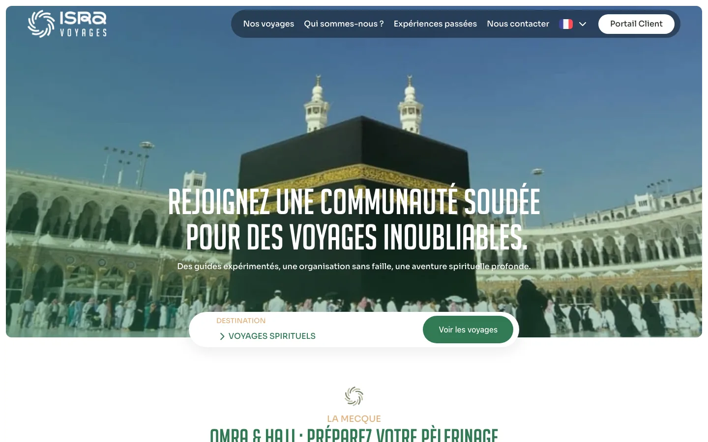 Home page of the public site isravoyages.fr